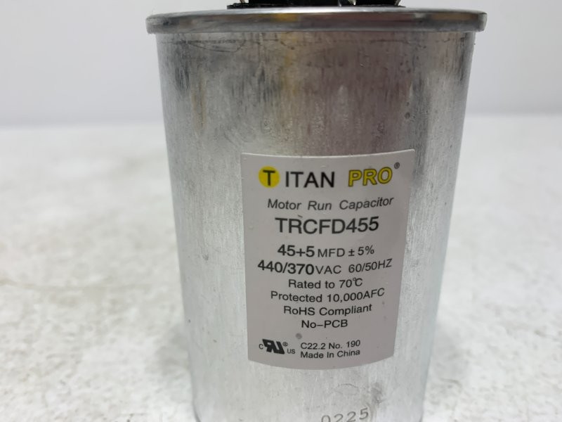 Titan Pro TRCFD455 Motor Run Capacitor 45/5 MFD 440/370V Round