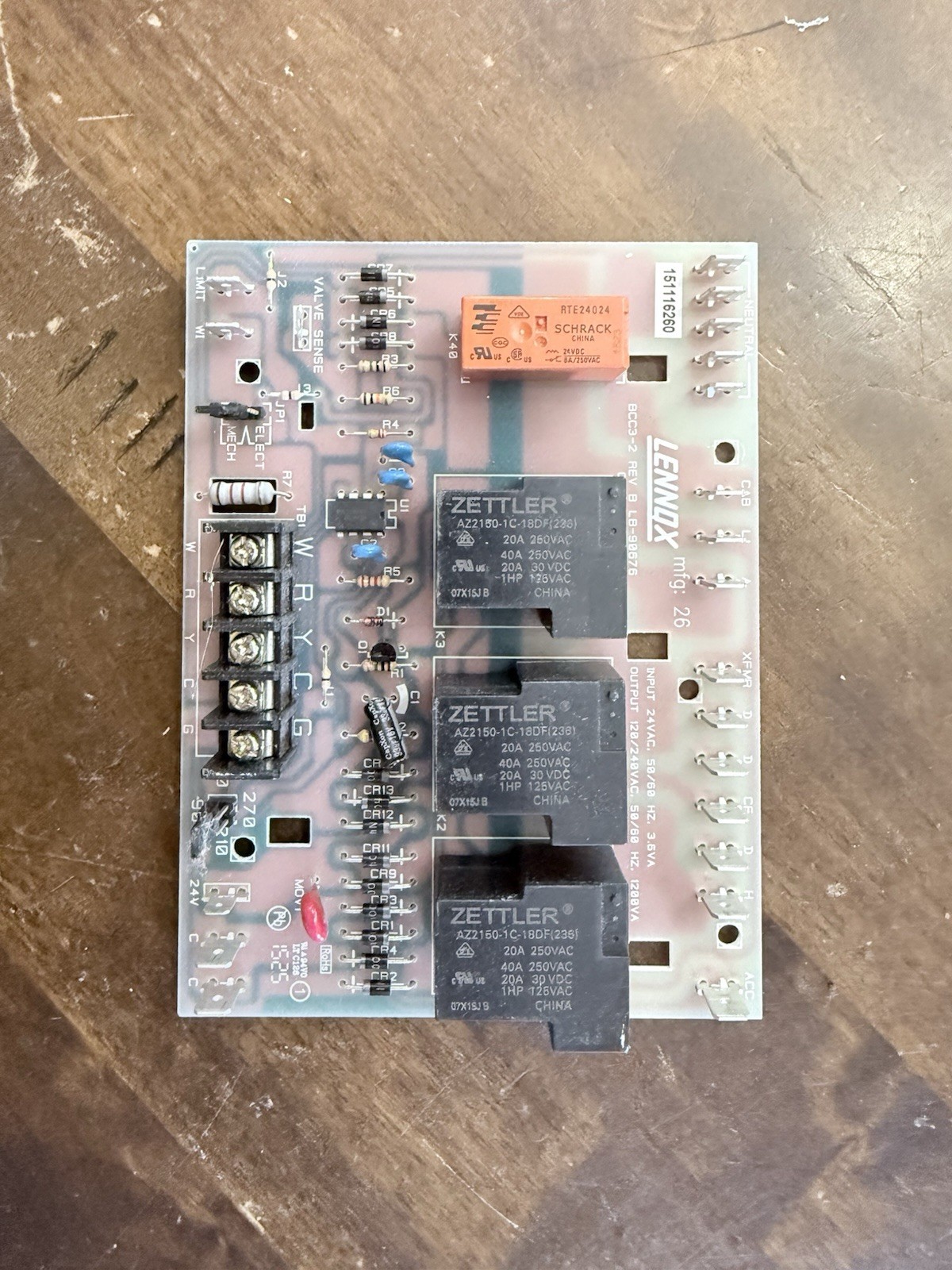LENNOX LB-90676 Furnace Control Circuit Board BCC3-2 REV B 65K29