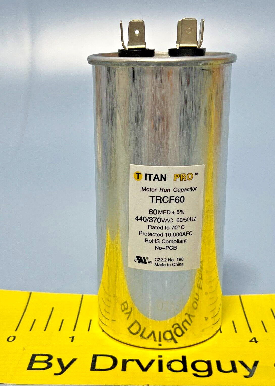 Titan Pro TRCF60 Motor Run Capacitor – Round; 60 MFD, 440370 VAC
