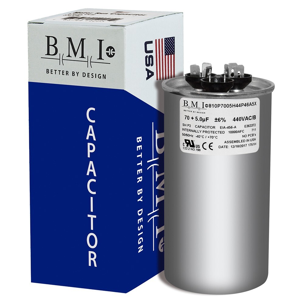 Air Conditioning HVAC Round Dual Motor CBB65D Run Capacitor 70+5 MFD 440 VAC