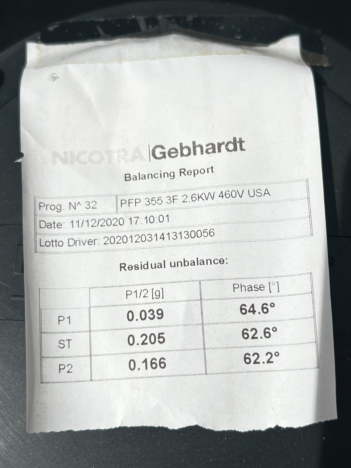 NICOTRA GEBHARDT PFP PLENUM FAN 355MM, 460V, ECM BLOWER ASSY 355 E138Y42TPU2137