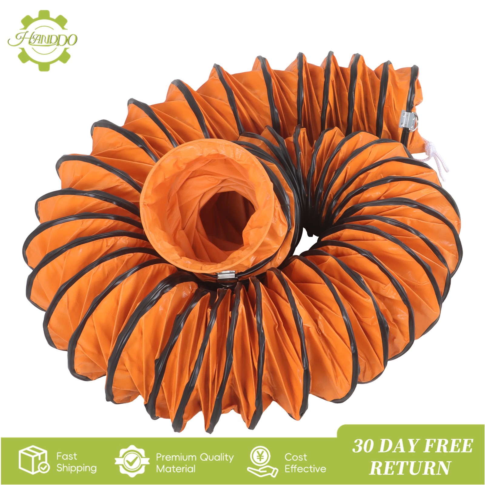 25ft PVC Flexible Duct Hosing with S Hook & Steel Support for 8″ Utility Blower