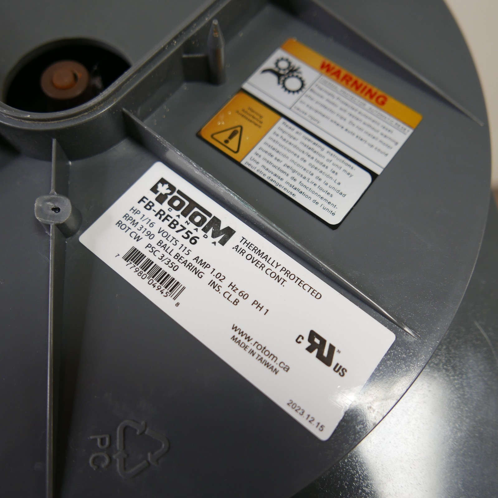 Rotom Canada FB-RFB756 Furnace Draft Inducer Blower Motor Assembly
