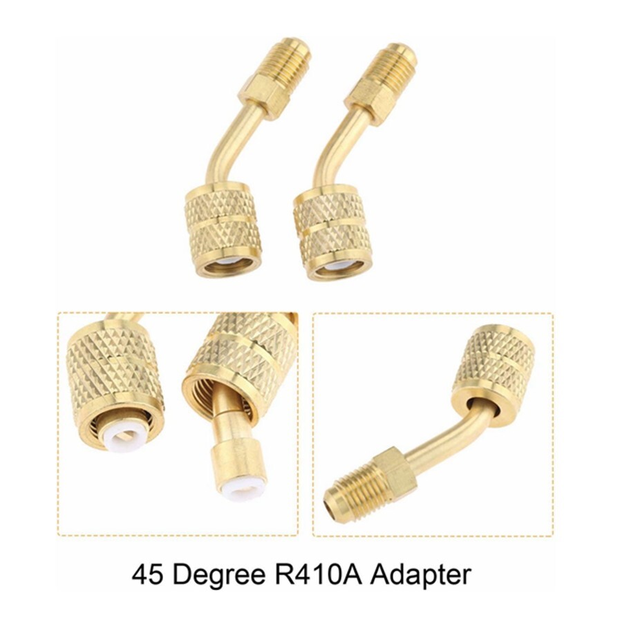 2X 45° Angle R410a Adapter 5/16″ Female x 1/4″ Male SAE For Mini Split HVAC N823