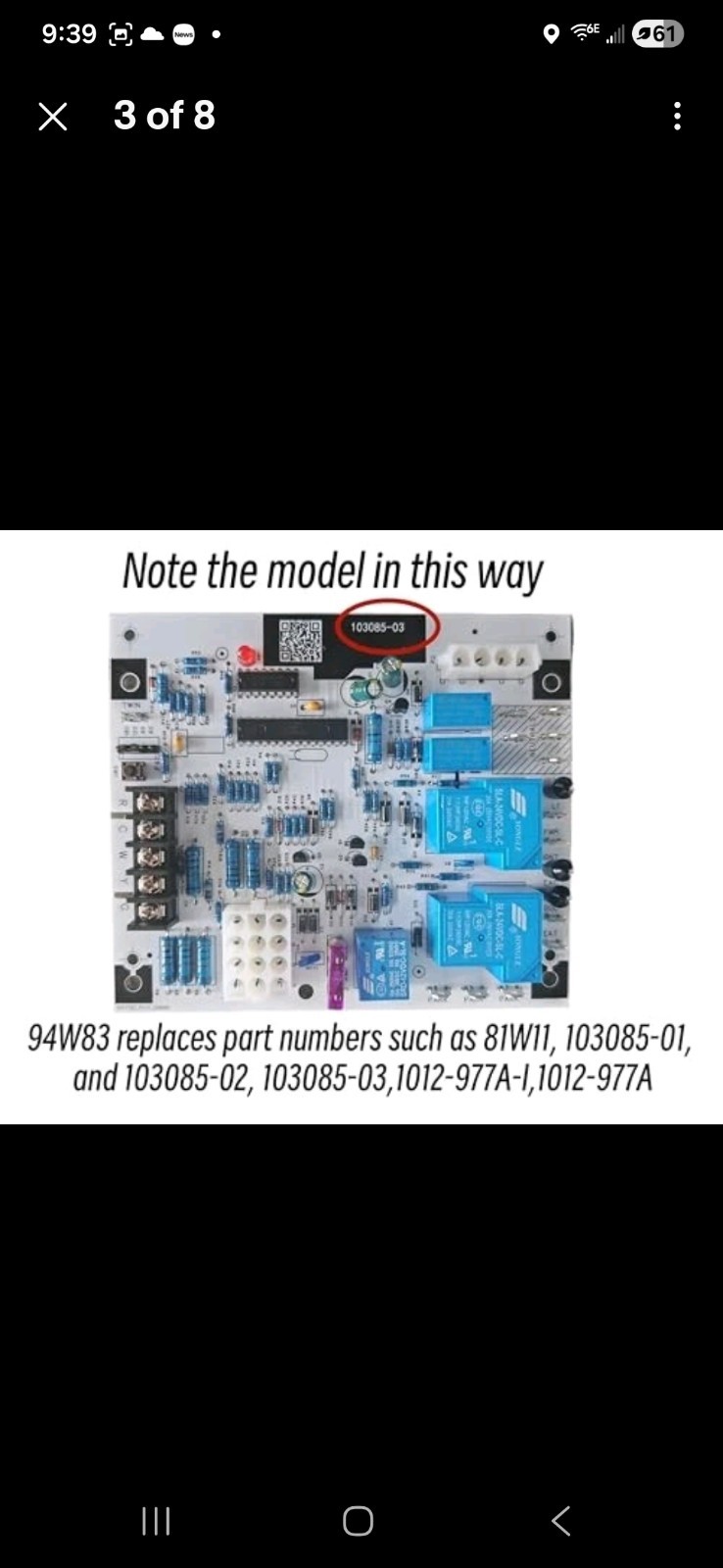 94W83 Furnace Control Board Replacement for Lennox 81W11 103085-02 1012-977A-I