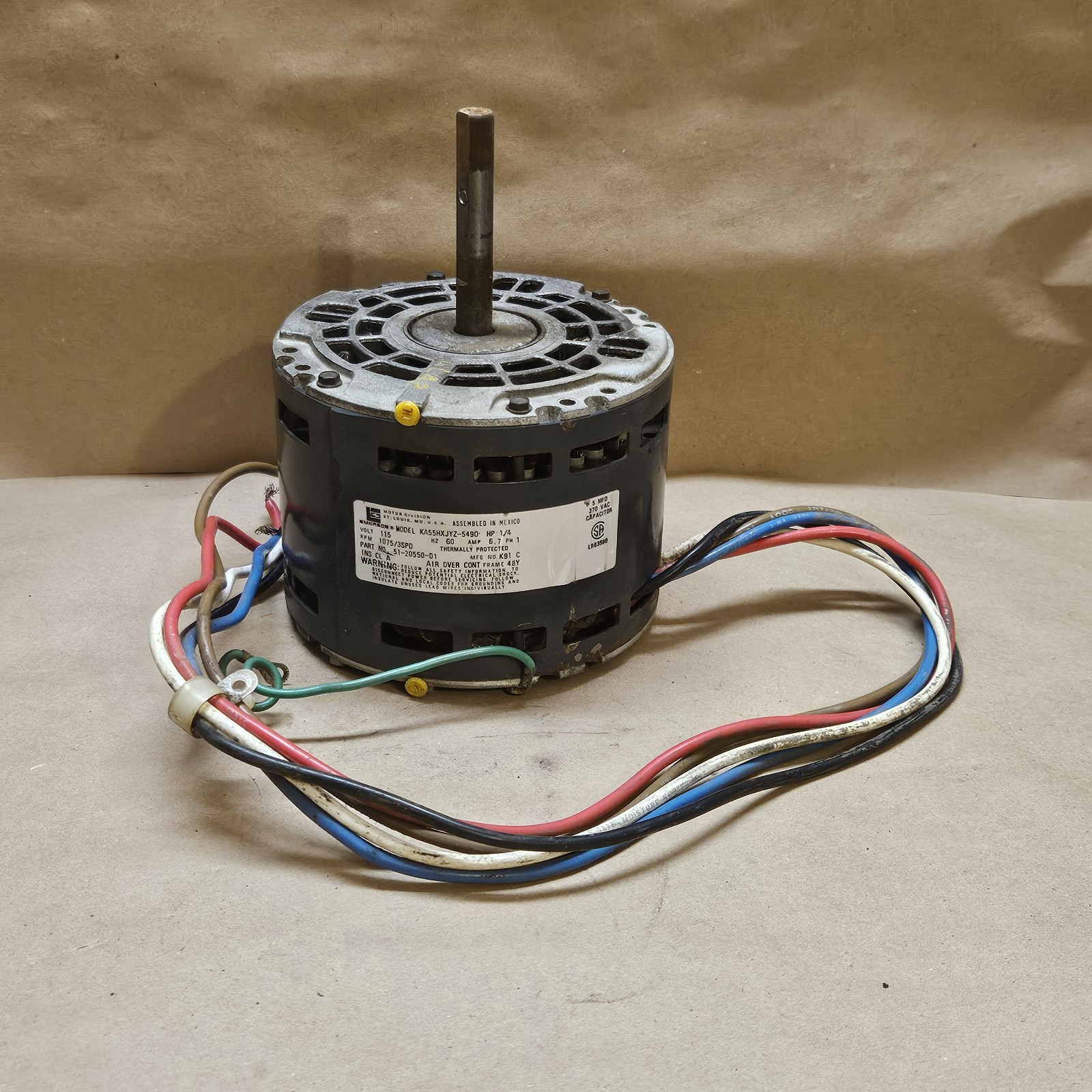 EMERSON KA55HXJYZ-5490 Blower Motor 1/4HP 1075RPM/3SPD 51-20550-01
