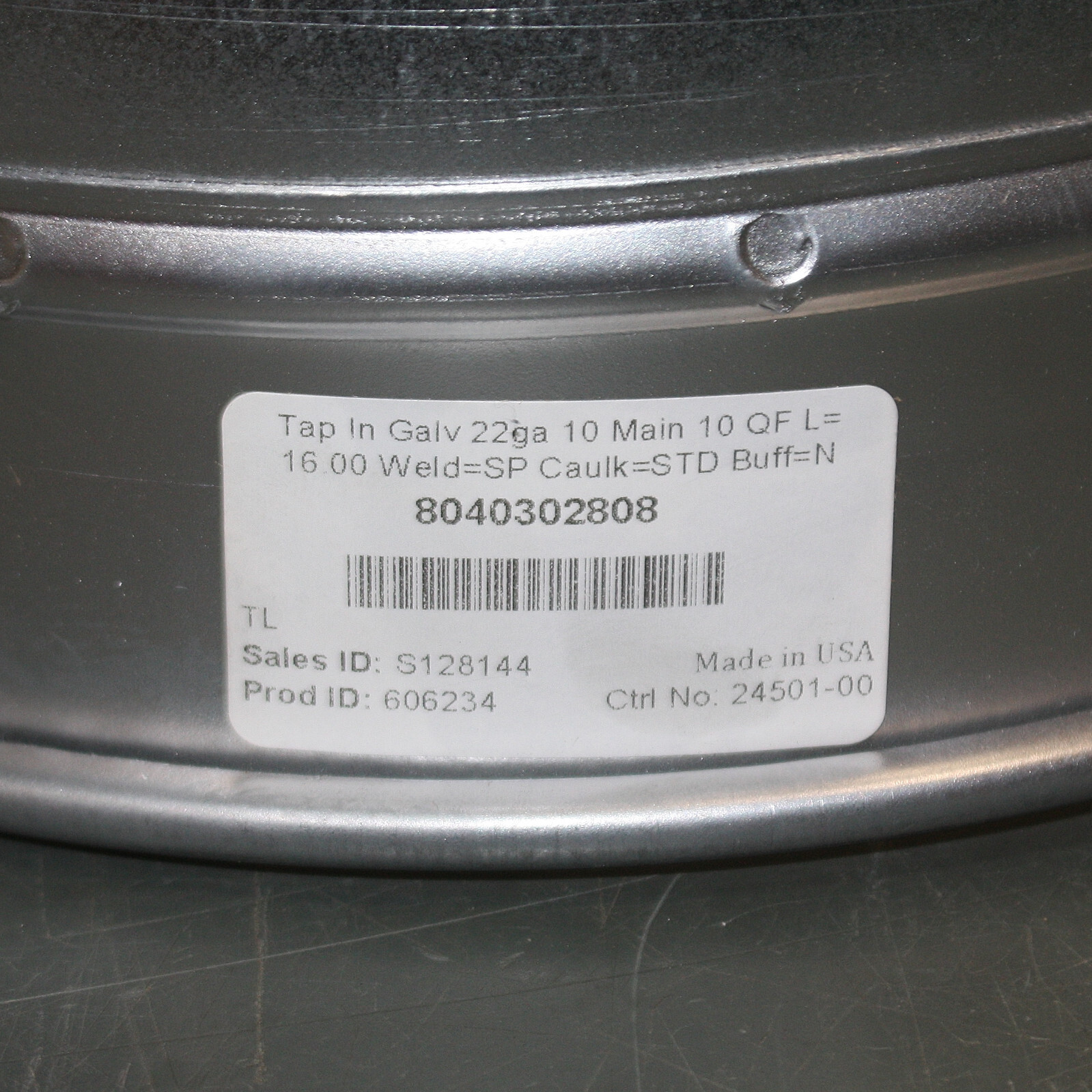 Nordfab Tap-In Branch 8040302808, 10″ x 10″ Duct, 90°, Galvanized Steel, QF