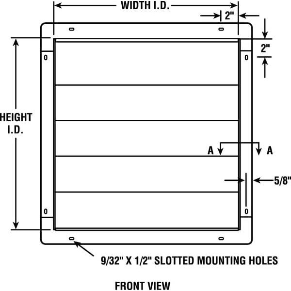 Dayton 2C518 12 In Backdraft Damper / Wall Shutter, 12-1/2 In X 12-1/2 In