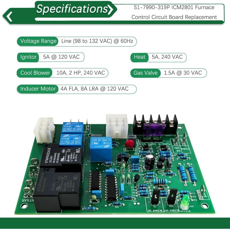 S1-7990-319P Furnace Control Circuit Board Replace for 031-01910-000 ICM2801