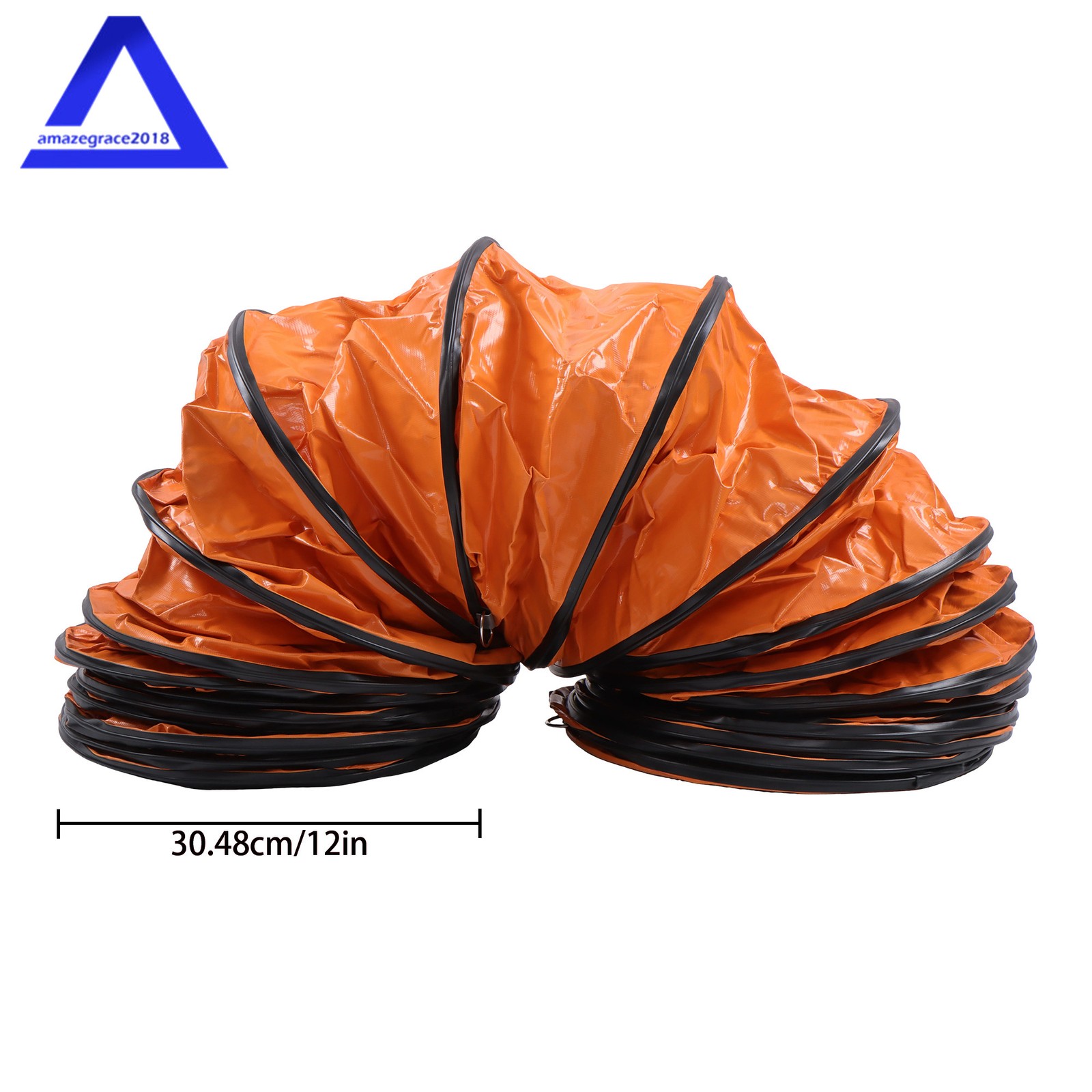 PVC Flexible Duct Hose for Ventilator Blower Fan w/ Rope & D-Ring 12″ × 16FT