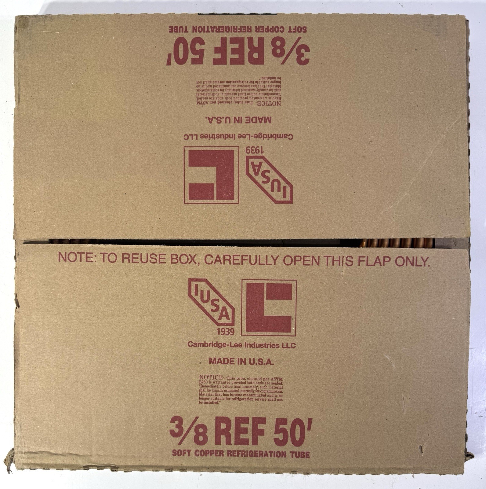 Soft Copper Refrigeration Tubing 3/8″ OD X 50 FT ACR Capped Made In USA