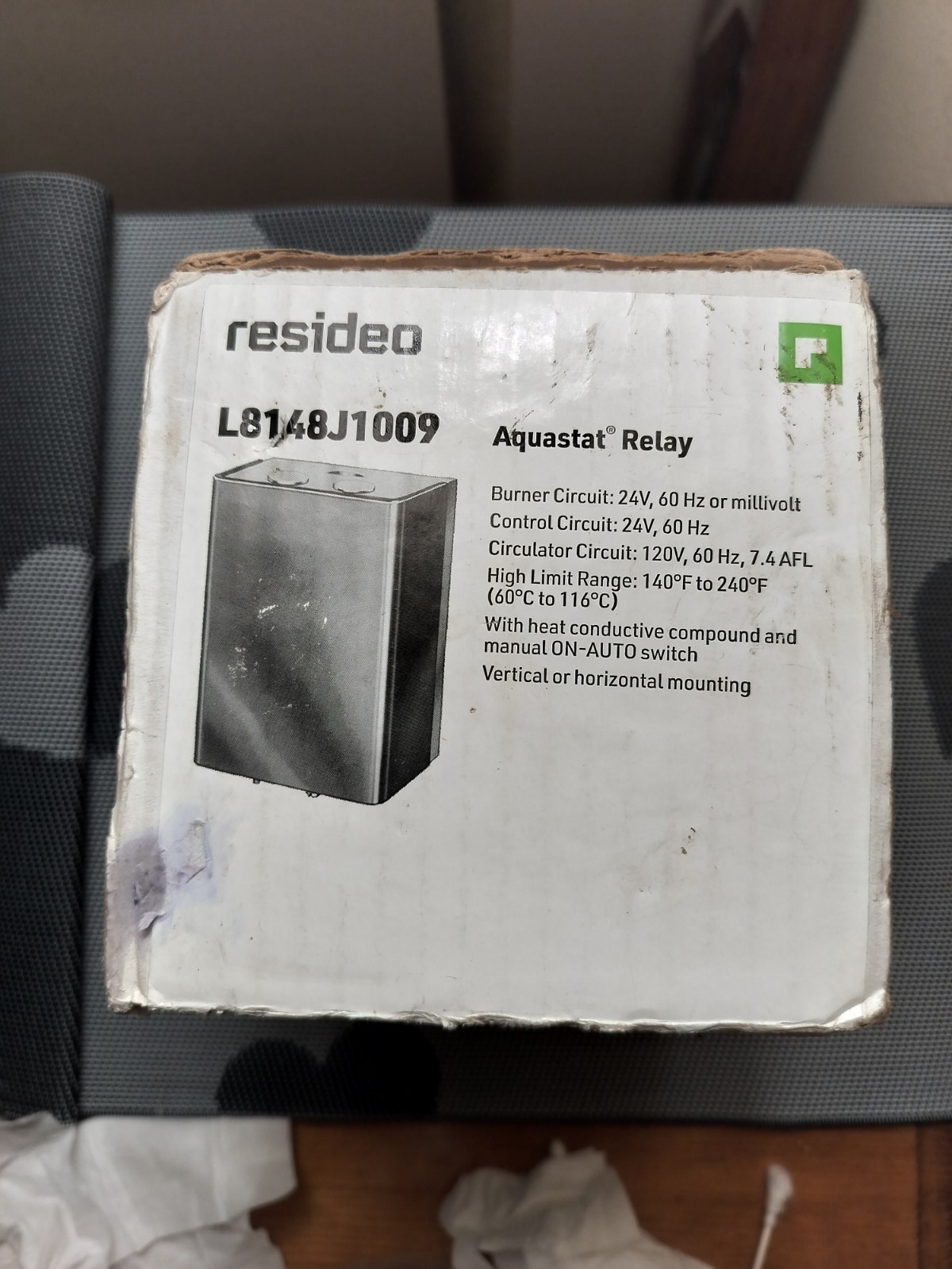 Honeywell L8148J1009 Aquastat Relay 7.4 AFL 24/120V Electric