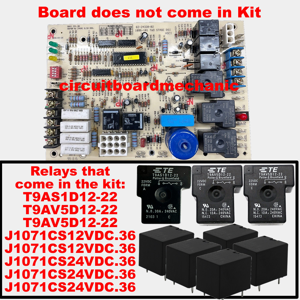 Repair Kit 62-24320-02 Rheem Ruud Furnace Control Board 1095-101 Repair Kit