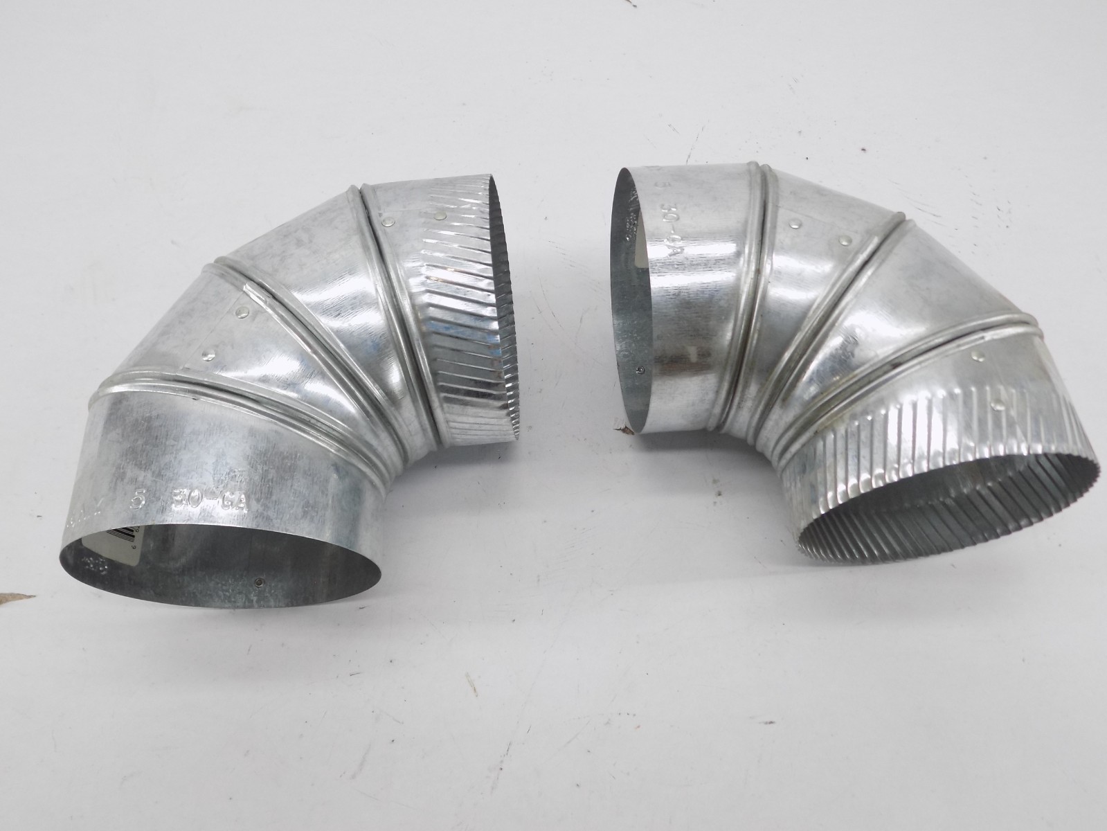 NEW LOT OF 2 HVAC 90 Degree Round Adjustable Duct Elbow Galvanized Steel 5″