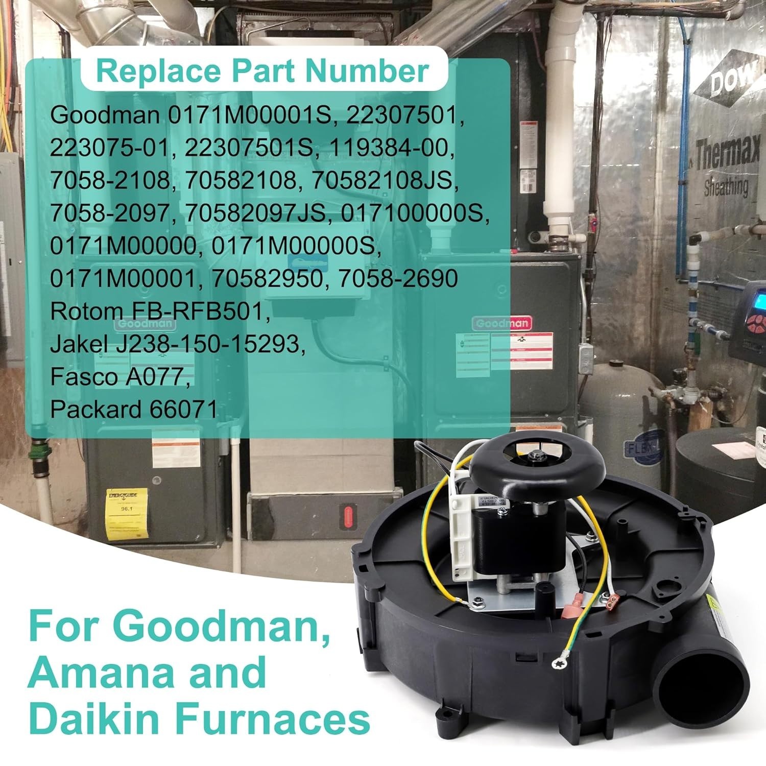 Furnace Draft Inducer Blower Motor For Goodman 0171M00001S FB-RFB501 115V AC