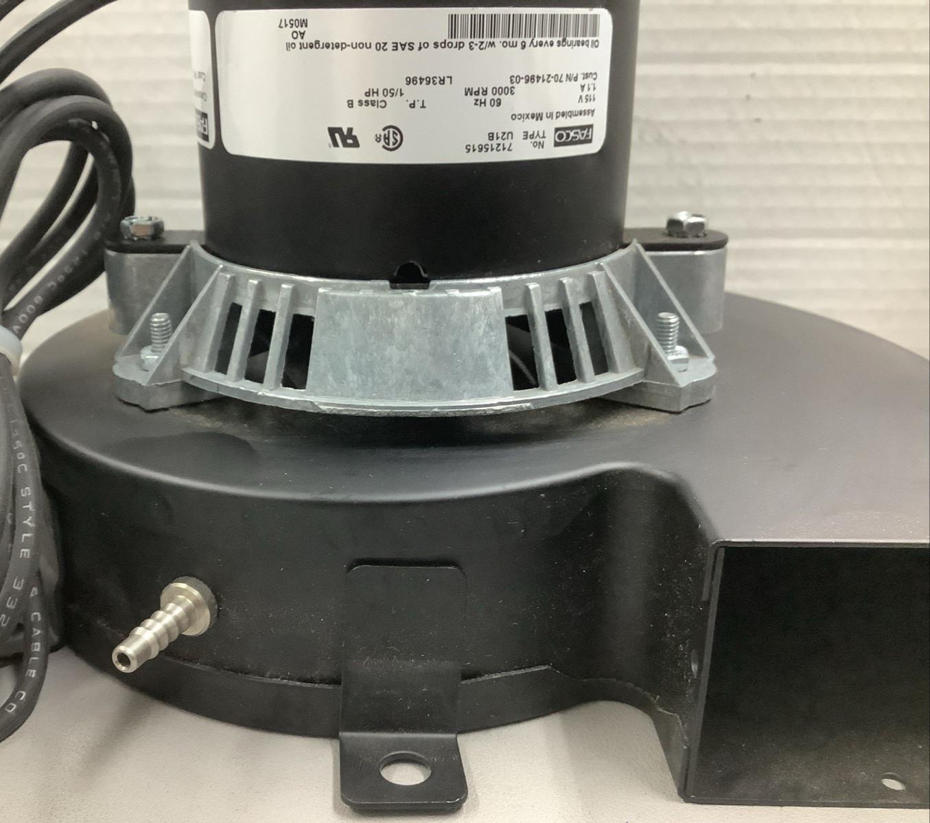 Fasco 71215615 70-21496-03 1/50HP 3000RPM Draft Inducer Blower Assembly (R106)