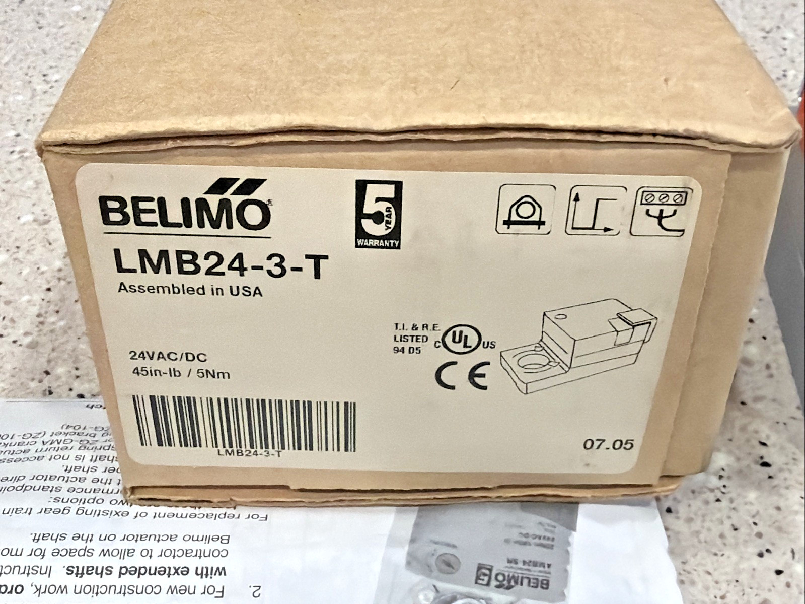 Belimo LMB24-3-T Non-Spring Return Damper Actuator 24V AC/DC 45 in-lb NEW IN BOX