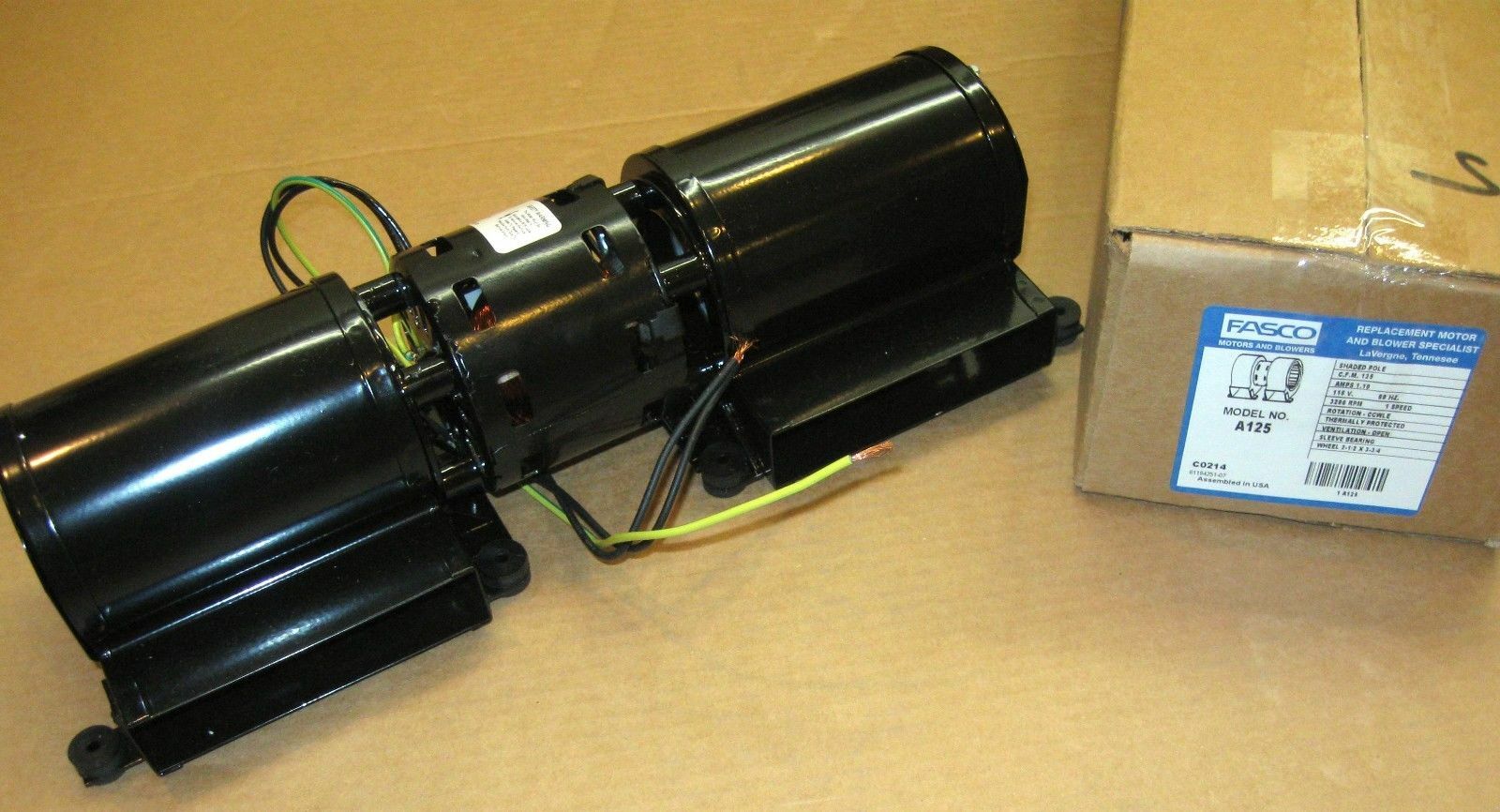 Fasco A125 Dual Centrifugal Blower Motor 125 CFM