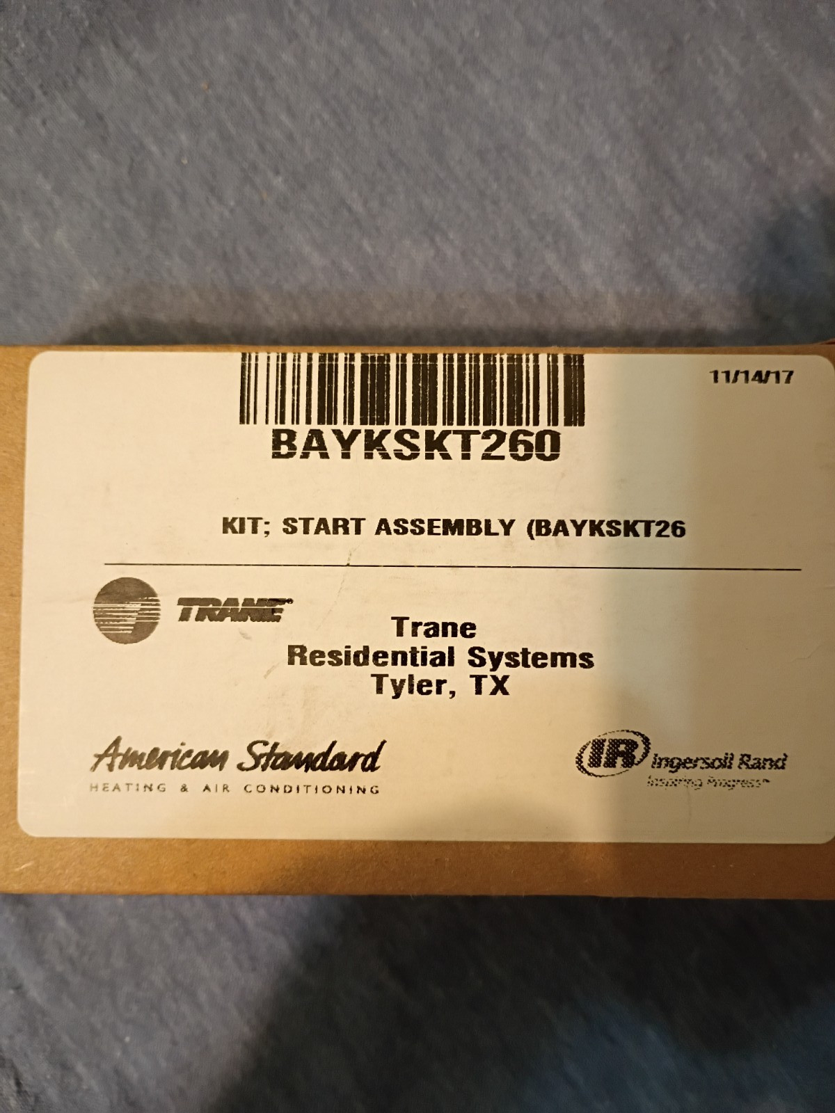 START ASSEMBLY KIT BAYKSKT260 TRANE AMERICAN STANDARD NEW UNOPENED BOX