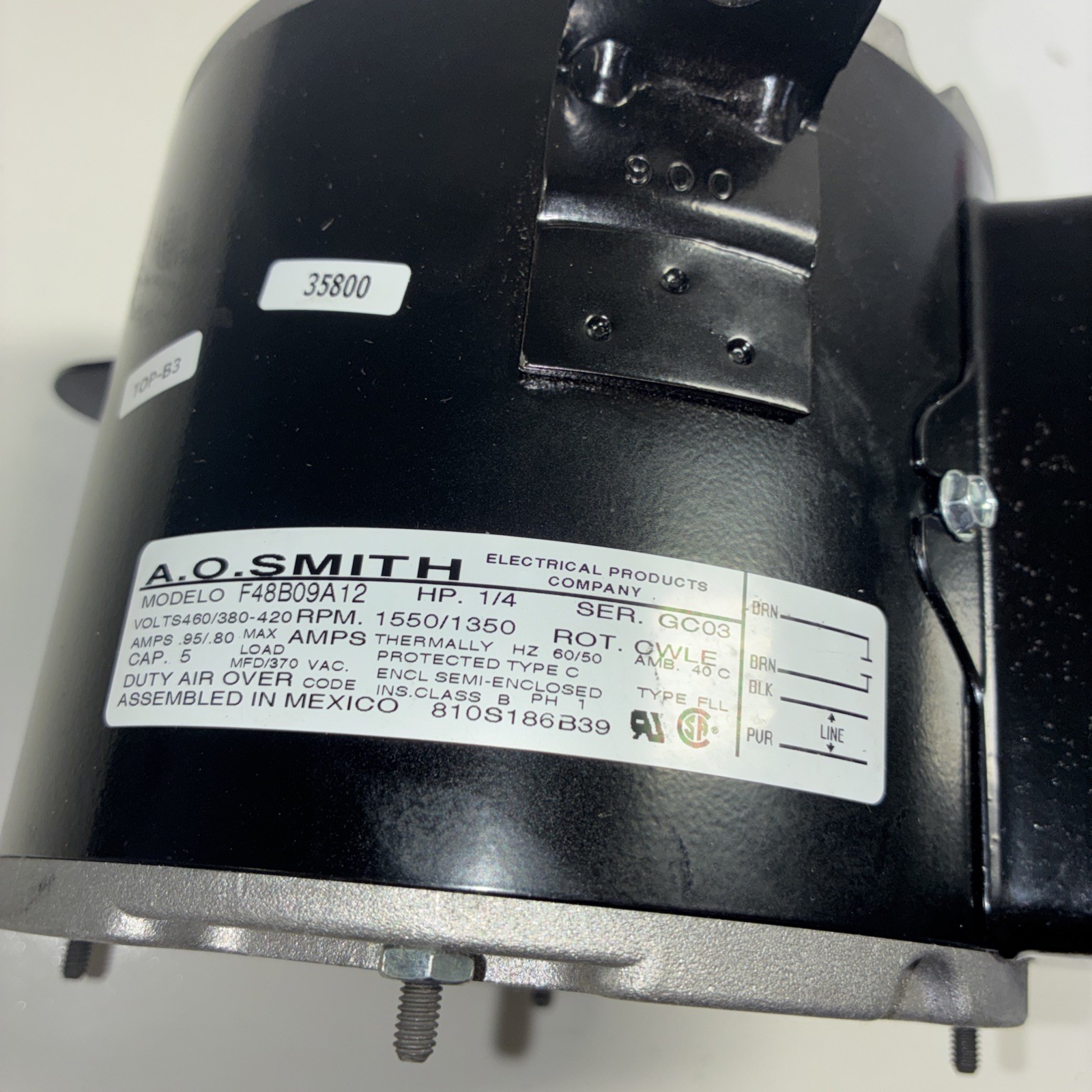 Sullair 02250061-919 Motor Condenser Fan AO Smith F48B09A12 1/4HP 460V Open Box