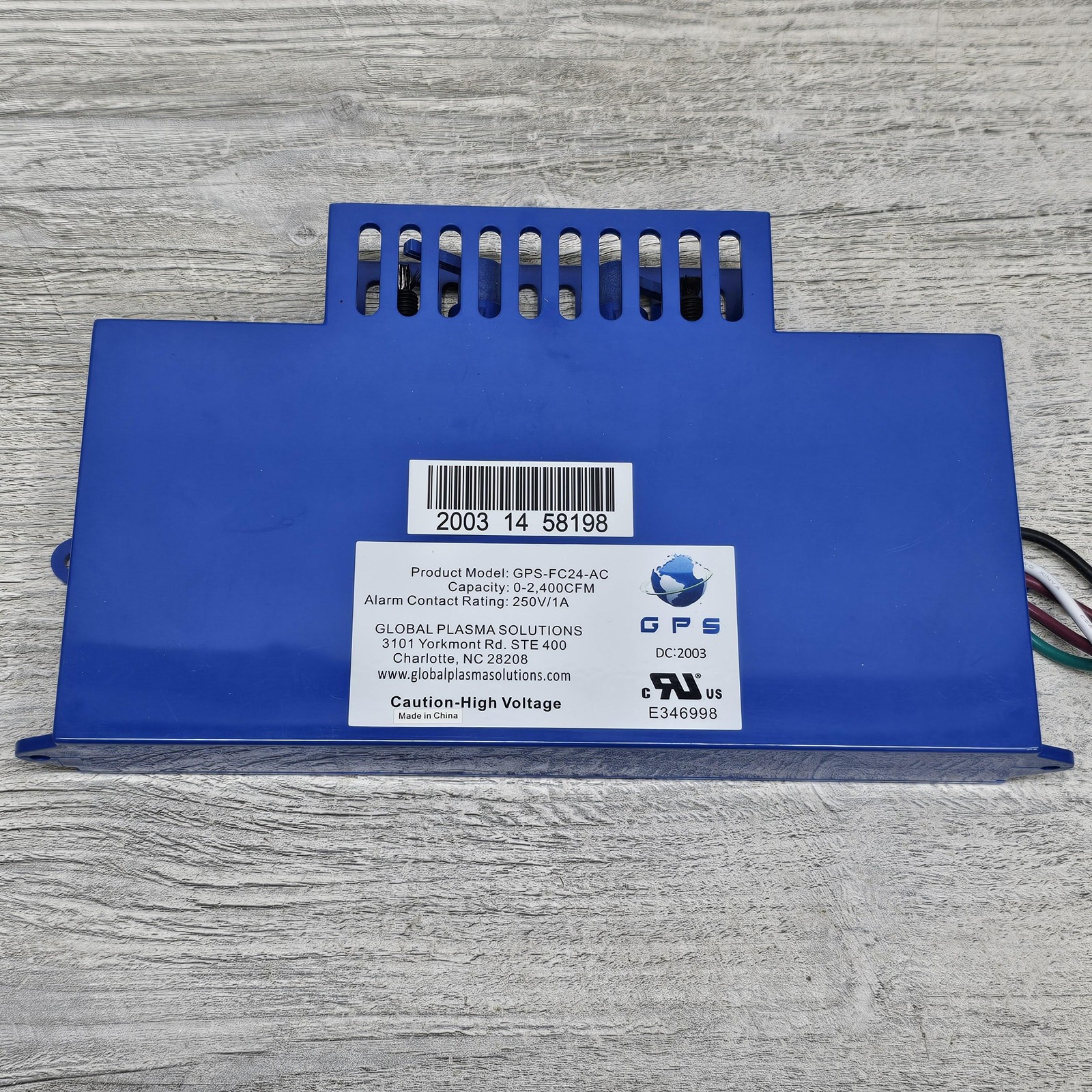 Global Plasma Solutions GPS-FC24-AC Ducted Air Purifier Ionizer 24-240VAC HVAC