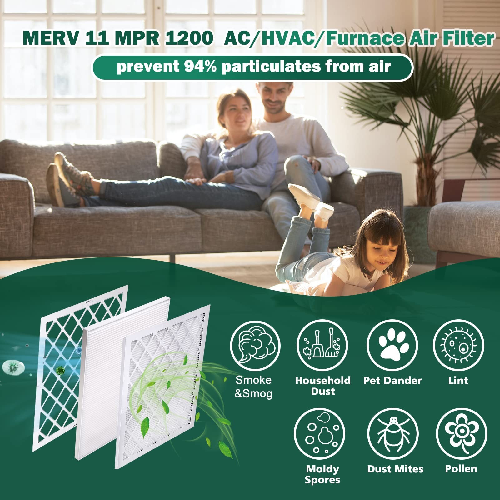 Ubeesize Air Filter 14X20X1 9-Pack Merv 11 Mpr 1200 Ac/Hvac Furnace Filtersdeep