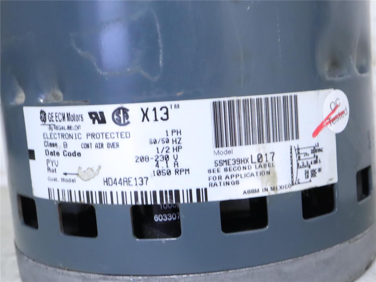 GE Motors X13 ECM Blower Motor 5SME39HXL017A 1/2HP 208-230V 1050RPM HD44AE137