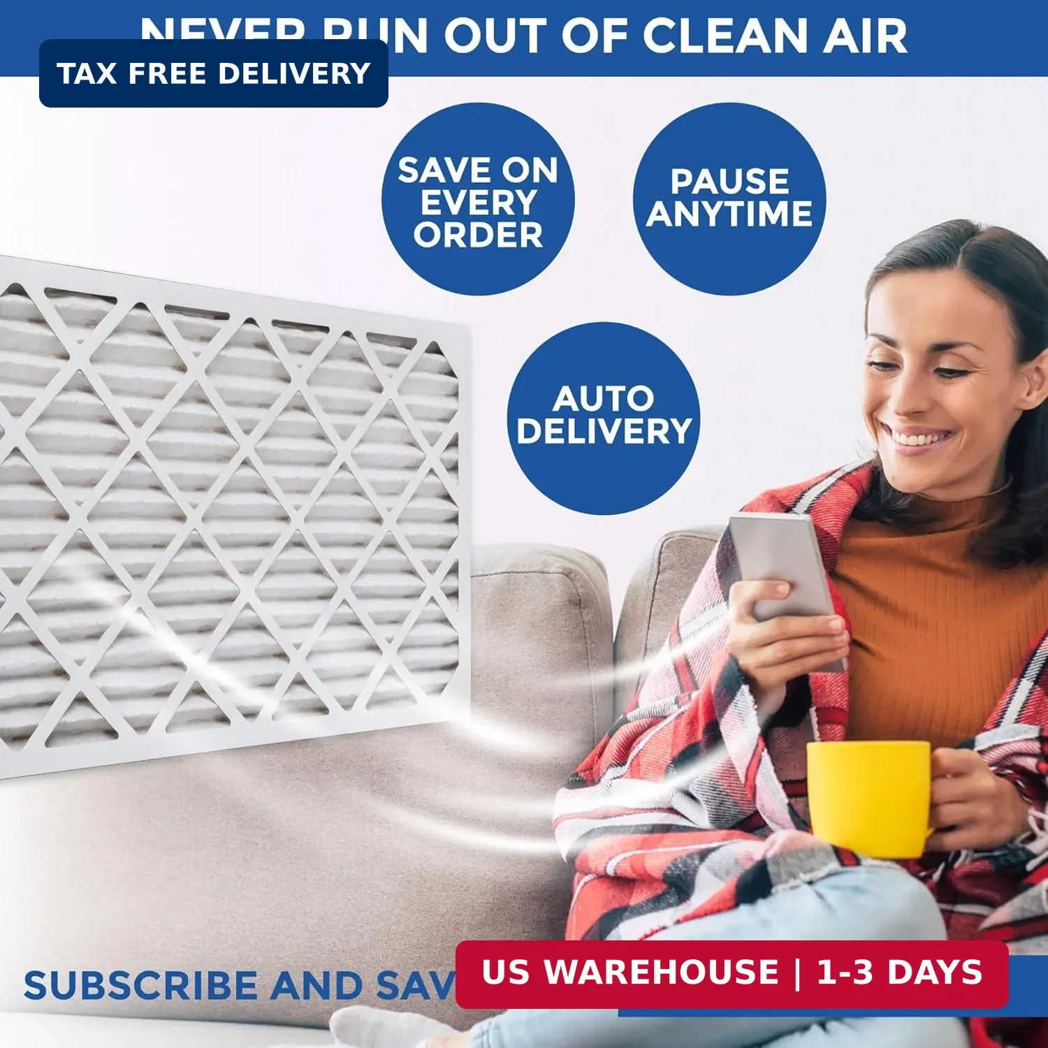 Aerostar 20x25x4 MERV 8 Air Filter, 6 Count, ACTUAL SIZE (19.50 x 24.50 x 3.75)