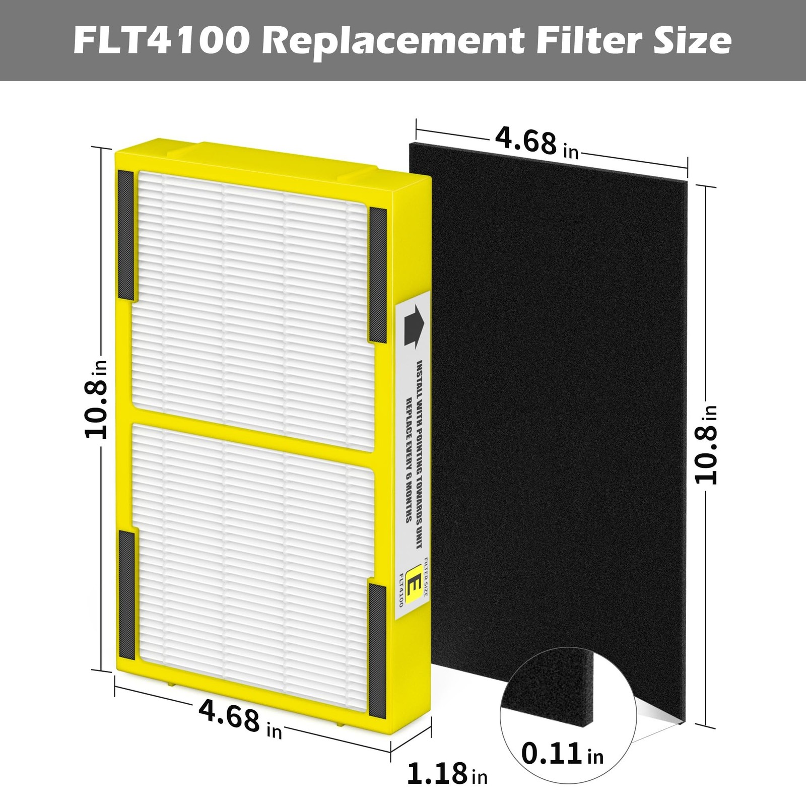 4 Pack FLT4100 HEPA Replacement Filter Size E Compatible With Guardian Techno…
