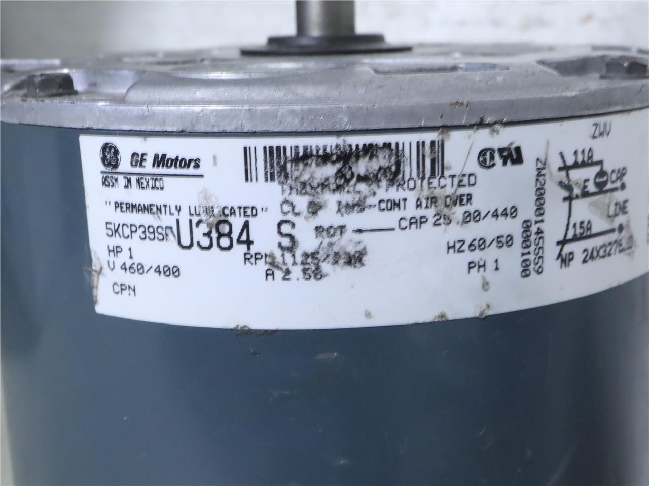 GE Motors 5KCP39SFU384S Furnace Blower Motor 1HP 460/400V 1125RPM 1PH 24X327620
