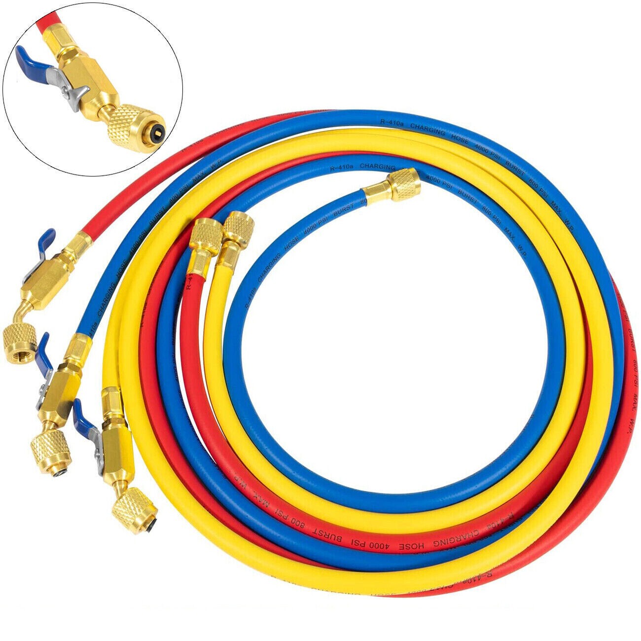 3X 29986 Plus II 1/4″ Hose with Compact Ball Valve End Refrigerant Charging Hose