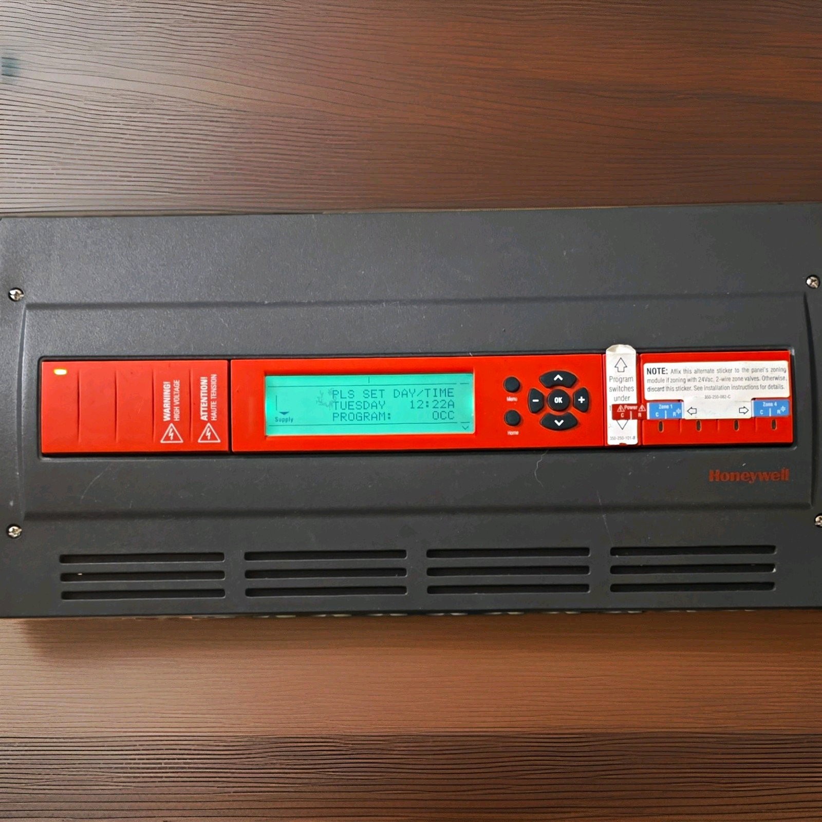 Honeywell AQ25A44B HVAC Control Panel Module w/ LCD Disp. Keypad. RED/BLACK