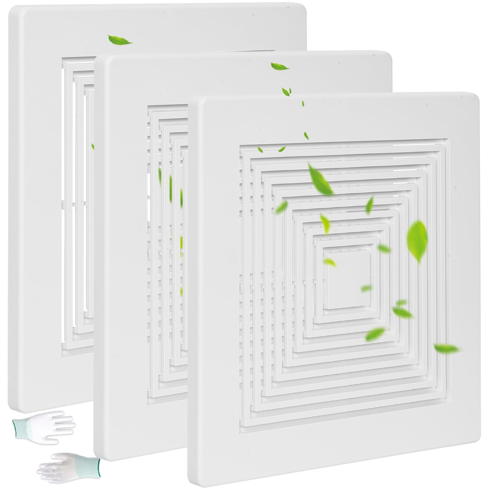 12×12 Inch Bathroom Exhaust Fan Cover 3 Pack Matte White Grille Ceiling Wall Mou