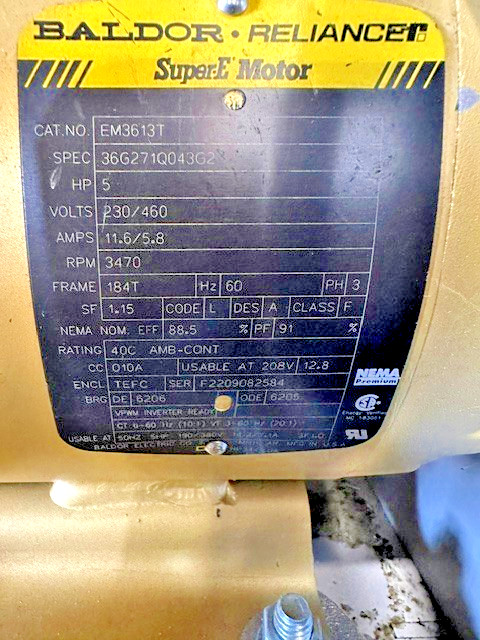 H.D INDUSTRIAL BLOWER/DUST COLLECTOR 230/460V, 5HP, 3470 RPM