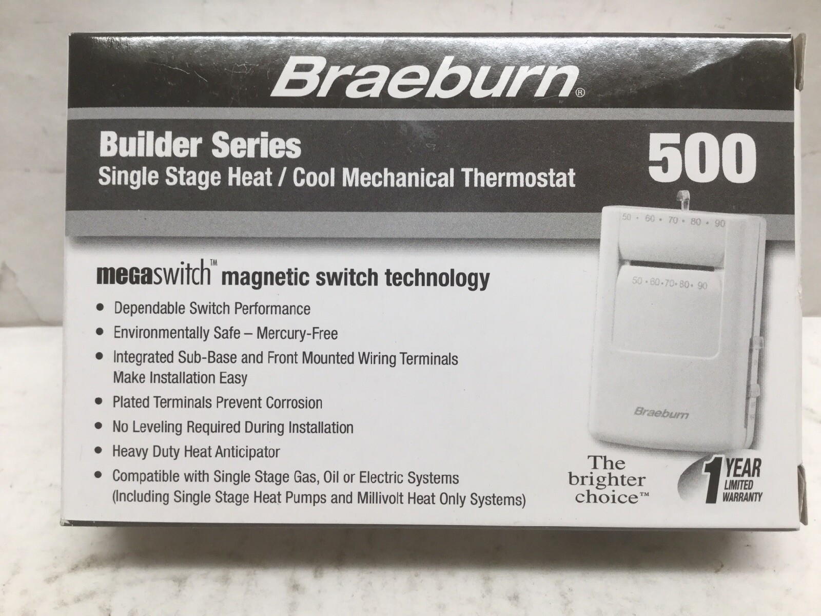 Braeburn Systems Builder Series 500 Mechanical Thermostat in White