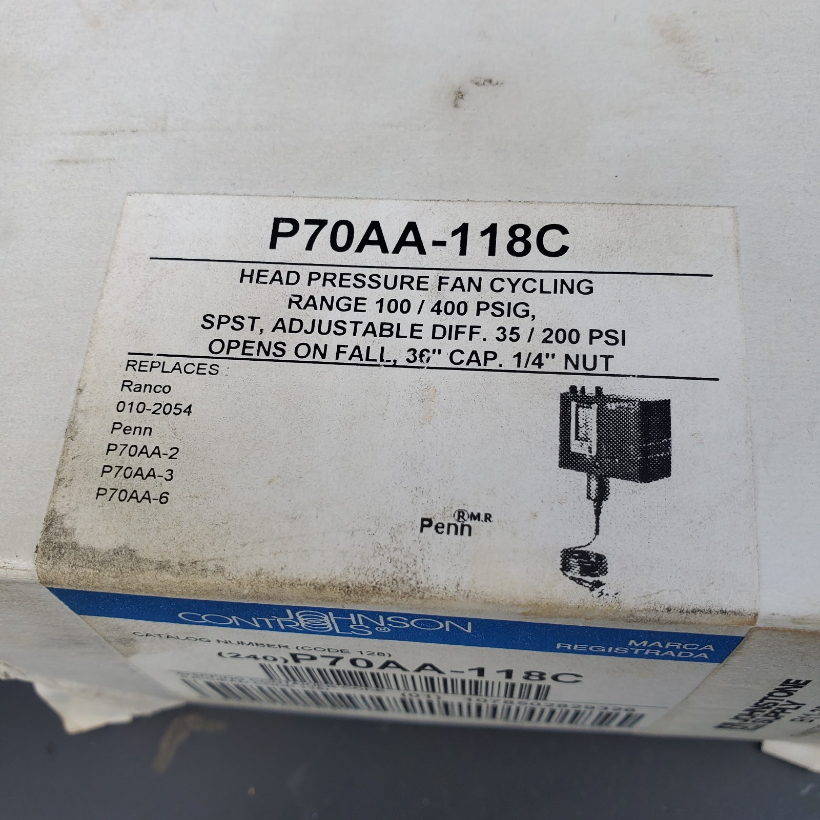 Johnson Controlls PENN P70AA-118C High Pressure Fan Cycling Control