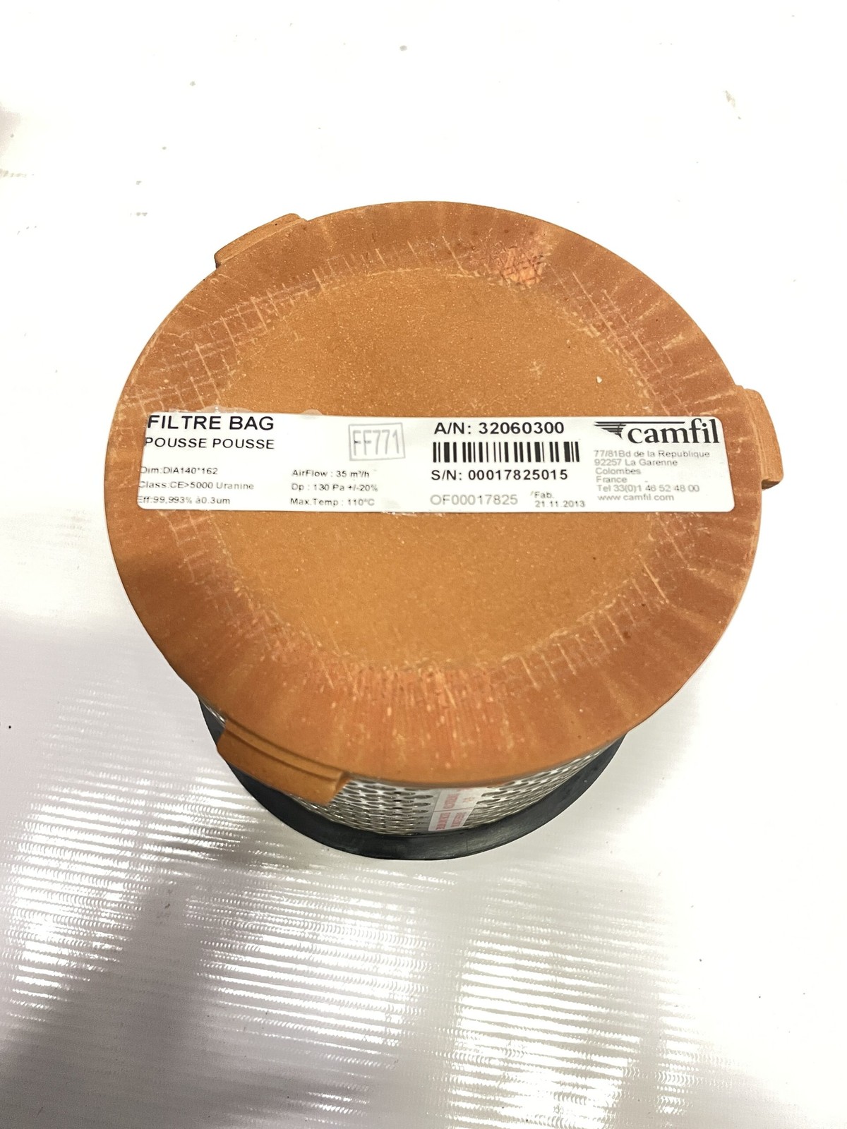 Camfil Farr 32060300 Filter Bag/Air Filter 35m3/h 110C 140mm x 162mm 0.3um -NIB