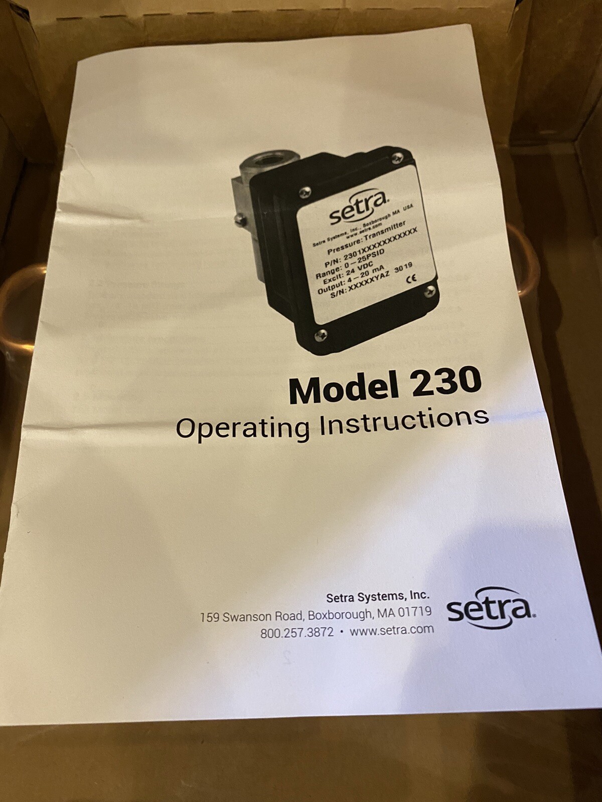 New SETRA Wet to Wet Differential Pressure Transducer 230 0-30 PSID 4-20 mA