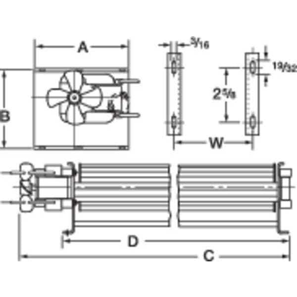 Dayton 1Tdu6 Rectangular Oem Blower, 2670 Rpm, 1 Phase, Direct Drive, C45