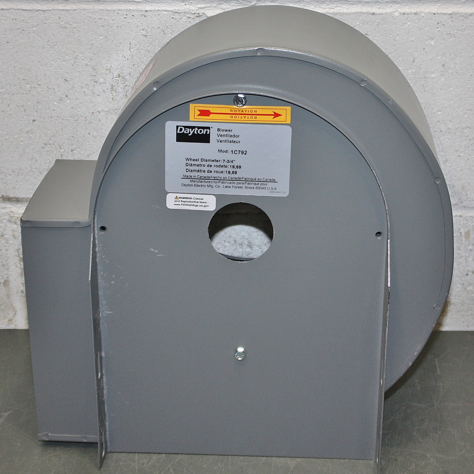 Dayton Blower Assembly 1C792, 7-3/4″ Wheel, Direct Drive, 360 cfm, 1725 rpm