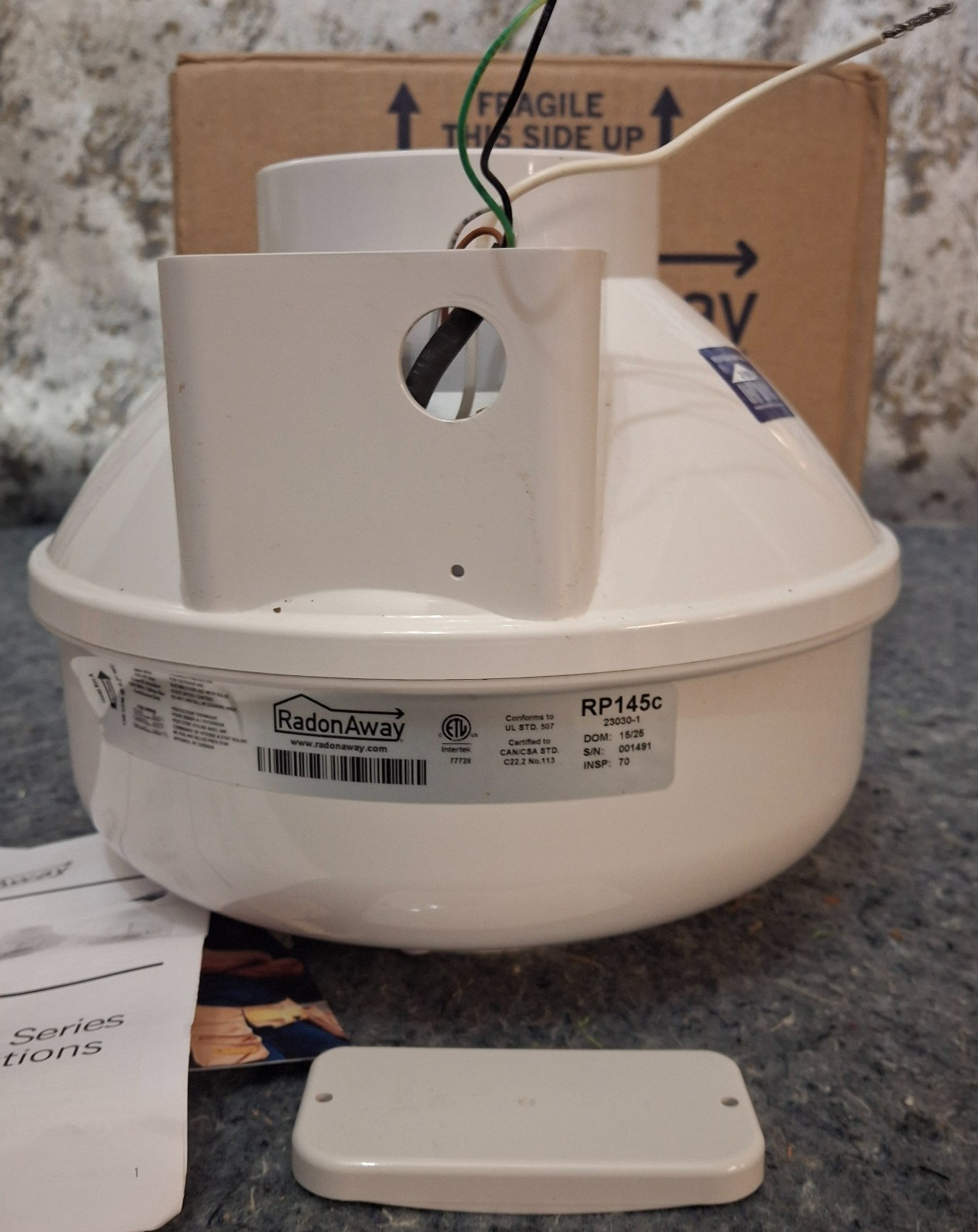 RadonAway RP145C Radon Fan 4.5″ OD 23030-1 White 120V 150CFM *READ*