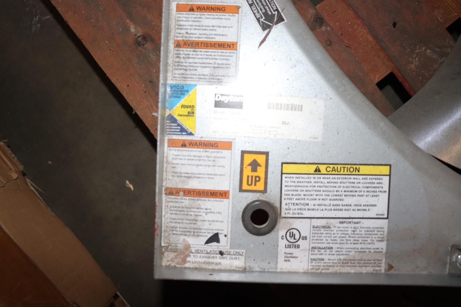 Dayton 1AHA3 Exhaust Fan, 36 In, w/o Motor, Alloy Steel