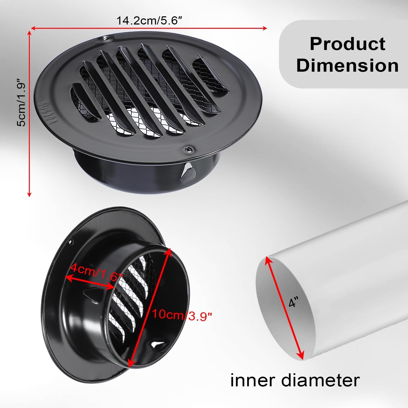 4 Inch Stainless Steel Air Vents Round Black Soffit Vent Cover Air Vent Flat …