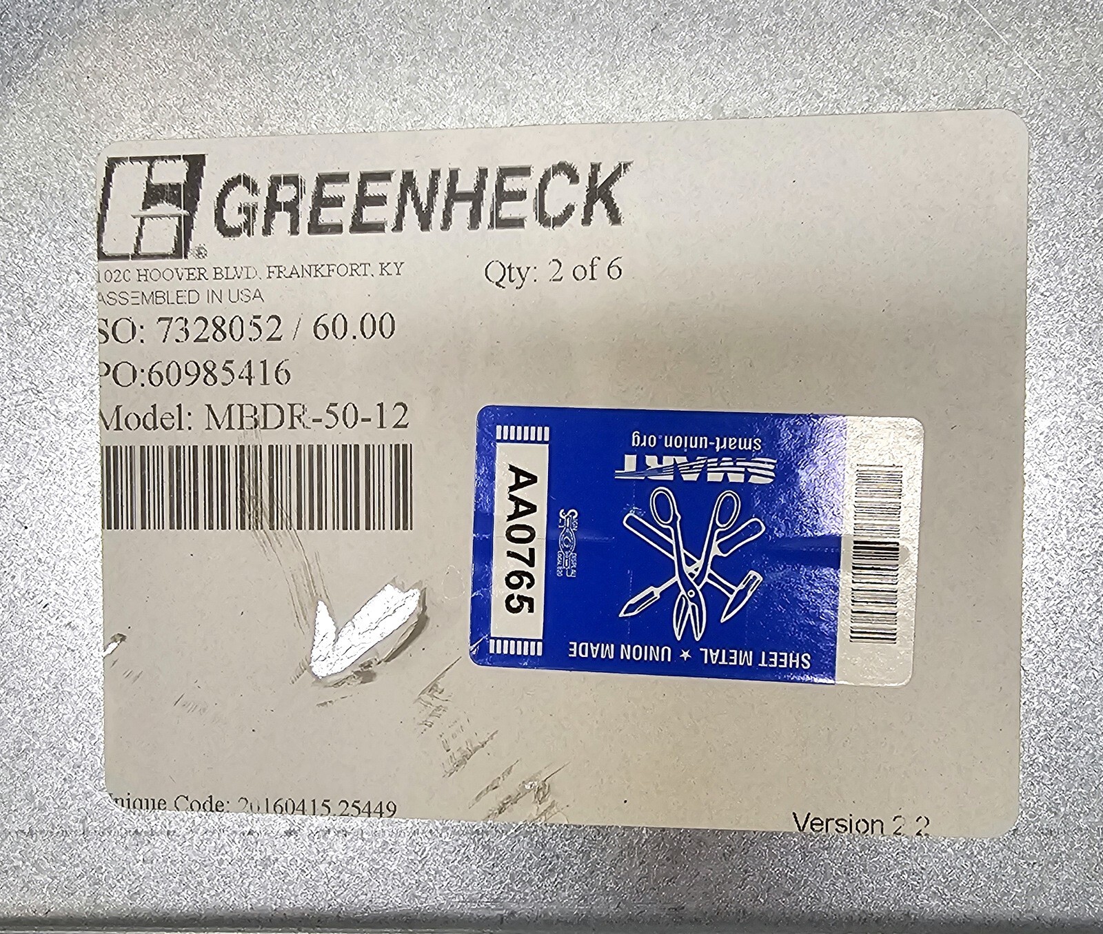 GREENHECK 12″ Diameter Manual Regulating/Balancing ROUND DUCT DAMPER~ MBDR-50-12