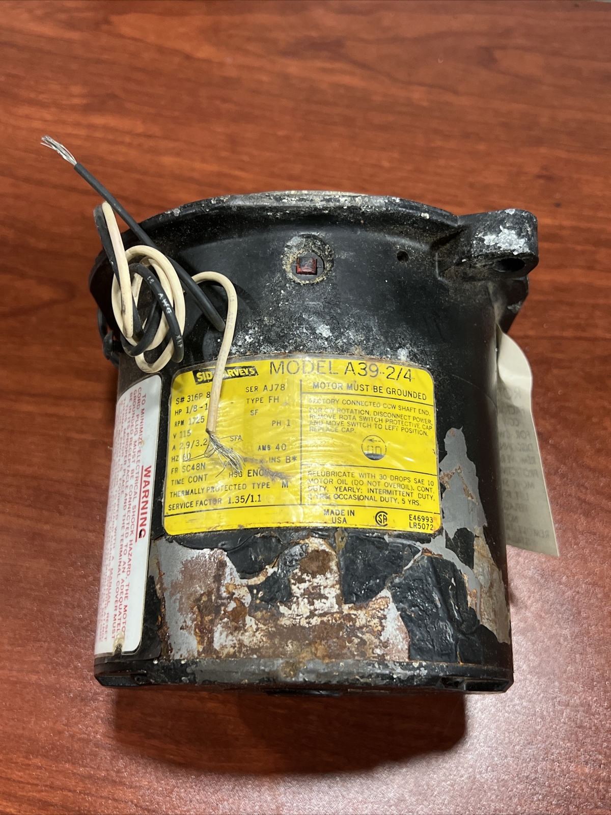 UNUSED Sid Harvey SF-4 DUAL HORSEPOWER Oil Burner MOTOR A39-2/4A (1/8 – 1/6 HP)