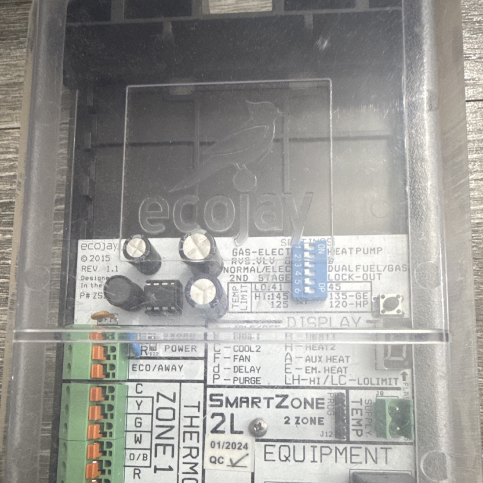 Ecojay SmartZone 2L 2-Zone HVAC Zone Control Panel Module 24 VAC Heat Pump
