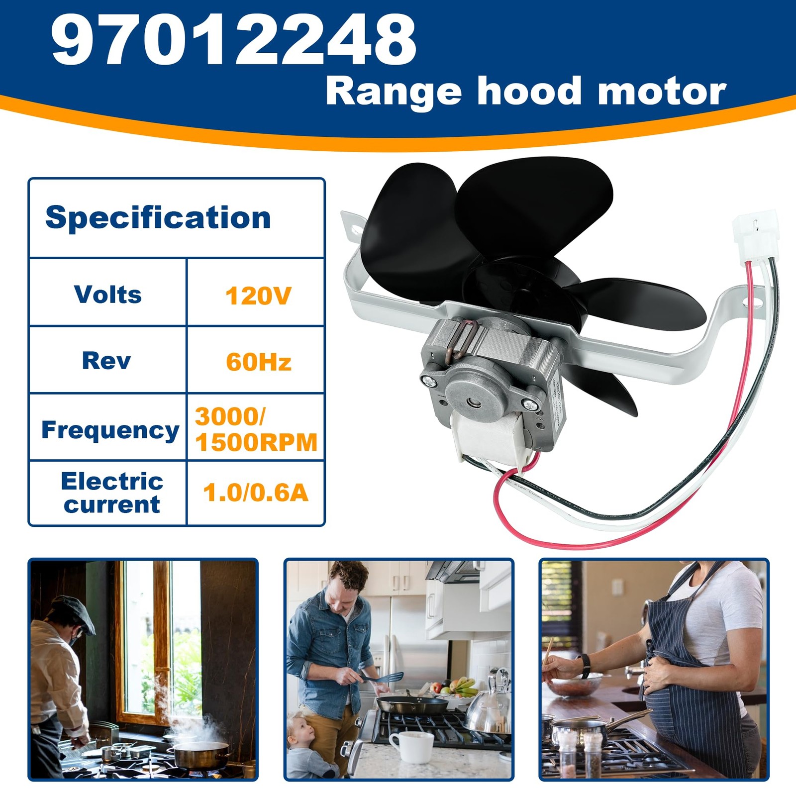 Range Hood Fan Motor S97012248 Replacement for Broan 40000 42000 Series