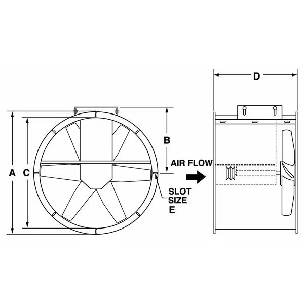 Tubeaxial Fan For Clean Air, Belt Drive,12 in Blade Dia, 1300 to 2432 cfm, 19