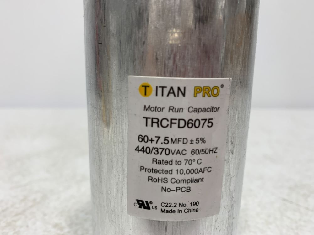 Titan Pro TRCFD6075 Motor Run Capacitor 60+7.5uF 440/370V Round