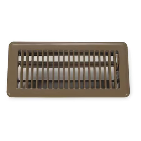 Lay-In Floor Register, 10 In W X 4 In H Opening, 170 Cfm, Brown, Steel, One-Way